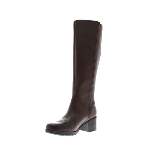 Clarks Hollis Moon WS 26146918 Womens Brown Leather Zipper Knee High Boots