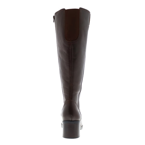 Clarks Hollis Moon WS 26146918 Womens Brown Leather Zipper Knee High Boots