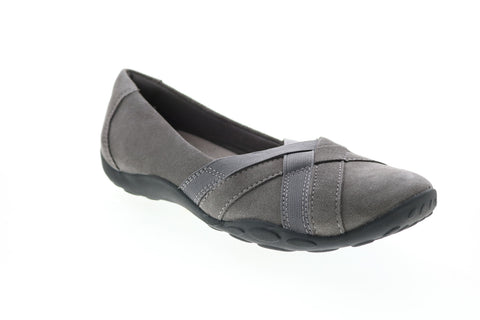 Clarks Haley Jay Suede 26146932 Womens Gray Suede Slip On Ballet Flats Shoes