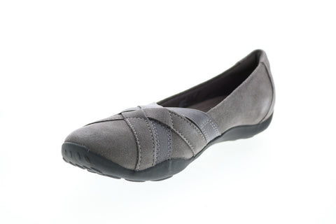 Clarks Haley Jay Suede 26146932 Womens Gray Suede Slip On Ballet Flats Shoes