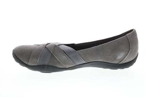 Clarks Haley Jay Suede 26146932 Womens Gray Suede Slip On Ballet Flats Shoes