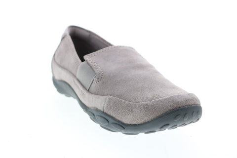 Clarks Haley Park 26146935 Womens Gray Suede Slip On Loafer Flats Shoes