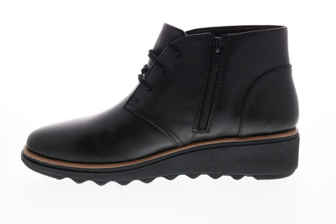 Clarks Sharon Hop 26147121 Womens Black Leather Ankle & Booties Boots