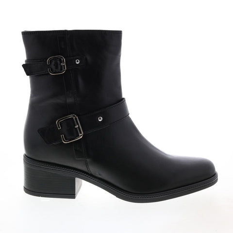 Clarks Mascarpone 26147219 Womens Black Leather Strap Motorcycle Boots