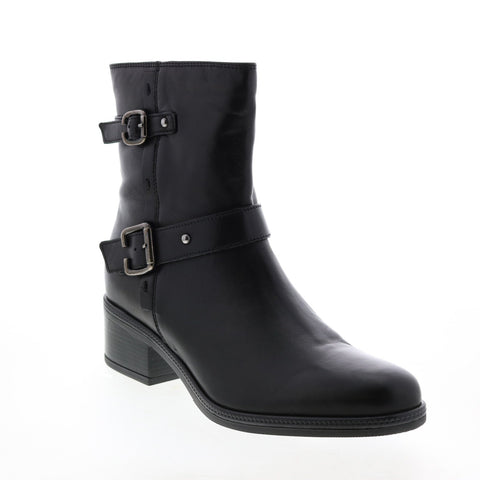Clarks Mascarpone 26147219 Womens Black Leather Strap Motorcycle Boots