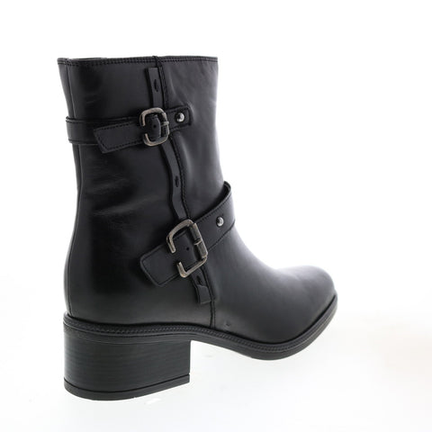 Clarks Mascarpone 26147219 Womens Black Leather Strap Motorcycle Boots