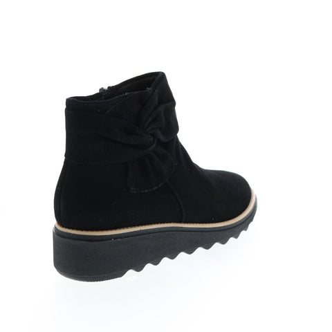 Clarks Sharon Salon 26147372 Womens Black Suede Ankle & Booties Boots