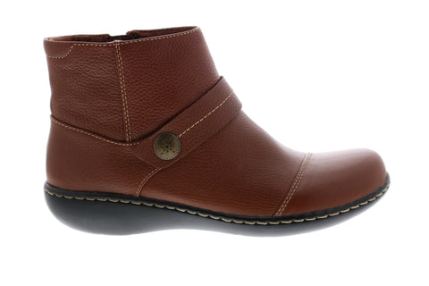 Clarks Ashland Pine 26147410 Womens Brown Leather Zipper Ankle