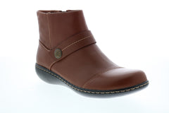 Clarks Ashland Pine 26147410 Womens Brown Leather Zipper Ankle