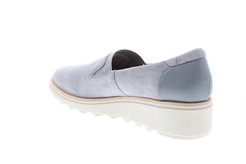 Clarks Sharon Dolly 26147478 Womens Gray Nubuck Slip On Loafer Flats Shoes