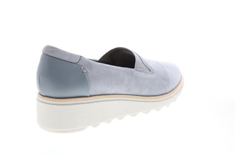 Clarks Sharon Dolly 26147478 Womens Gray Nubuck Slip On Loafer Flats Shoes