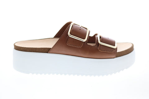 Clarks Botanic Slide 26147521 Womens Brown Leather Strap Sandals Shoes