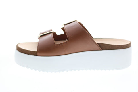 Clarks Botanic Slide 26147521 Womens Brown Leather Strap Sandals Shoes