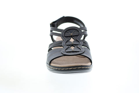 Clarks Leisa Janna 26147655 Womens Black Leather Strap Sandals Shoes