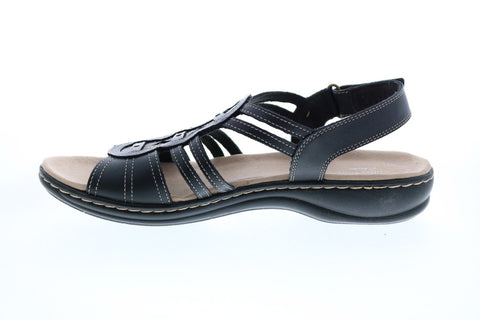 Clarks Leisa Janna 26147655 Womens Black Leather Strap Sandals Shoes