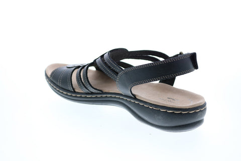 Clarks Leisa Janna 26147655 Womens Black Leather Strap Sandals Shoes