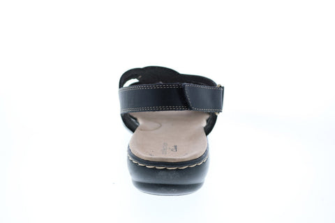 Clarks Leisa Janna 26147655 Womens Black Leather Strap Sandals Shoes