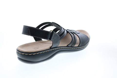 Clarks Leisa Janna 26147655 Womens Black Leather Strap Sandals Shoes