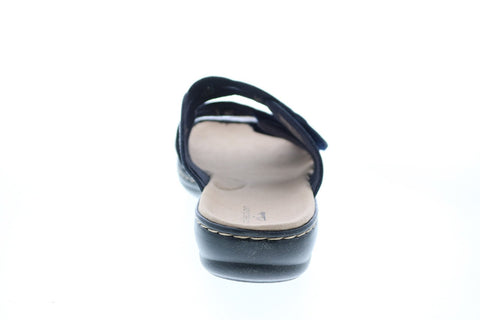 Clarks Leisa Faye 26147658 Womens Blue Wide Leather Strap Sandals Shoes