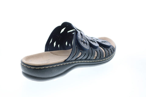 Clarks Leisa Faye 26147658 Womens Blue Wide Leather Strap Sandals Shoes