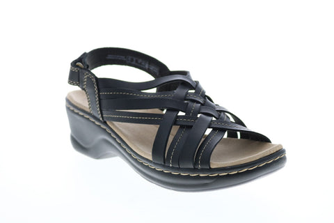 Clarks Lexi Carmen 26147666 Womens Black Leather Slingback Sandals Shoes