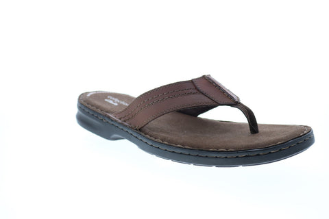 Clarks Malone Bay 26147720 Mens Brown Leather Flip-Flops Sandals Shoes
