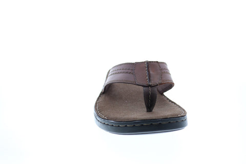 Clarks Malone Bay 26147720 Mens Brown Leather Flip-Flops Sandals Shoes