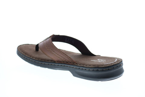Clarks Malone Bay 26147720 Mens Brown Leather Flip-Flops Sandals Shoes