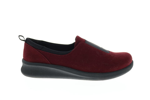 Clarks Sillian 2.0 Walk 26147772 Womens Red Canvas Slip On Loafer Flats Shoes
