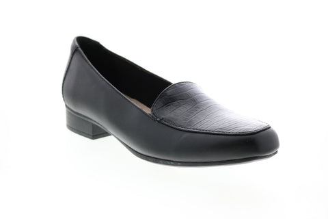 Clarks Juliet Lora 26147827 Womens Black Leather Loafer Flats Shoes