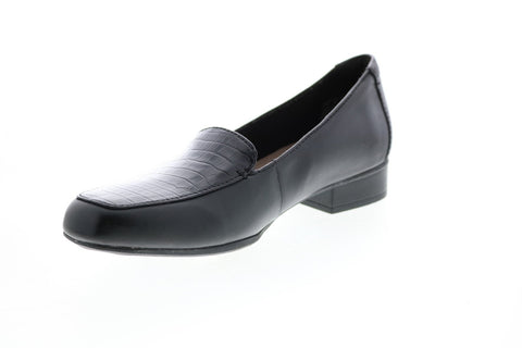 Clarks Juliet Lora 26147827 Womens Black Leather Loafer Flats Shoes