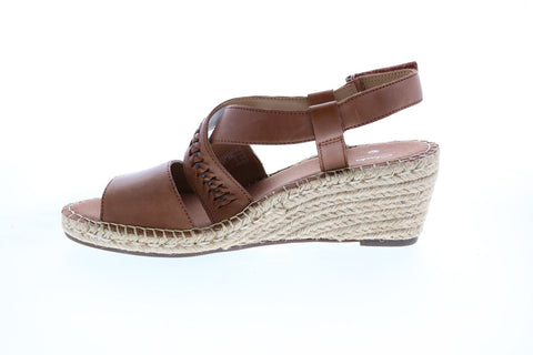 Clarks Petrina Bay 26147995 Womens Brown Leather Strap Wedges Heels Shoes