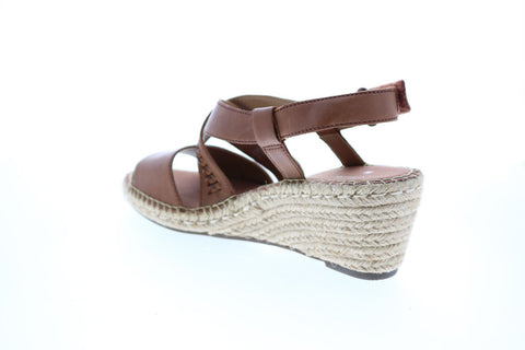 Clarks Petrina Bay 26147995 Womens Brown Leather Strap Wedges Heels Shoes