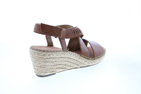 Clarks Petrina Bay 26147995 Womens Brown Leather Strap Wedges Heels Shoes