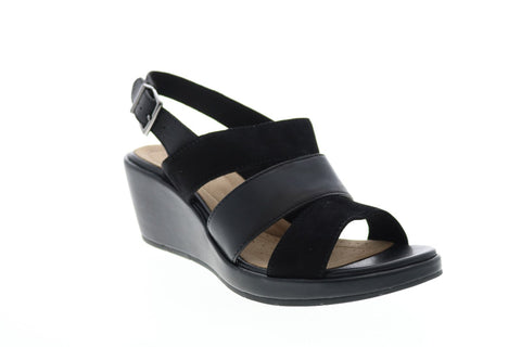 Clarks Un Plaza Go Combi 26148124 Womens Black Wide Wedges Heels Shoes