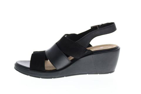Clarks Un Plaza Go Combi 26148124 Womens Black Wide Wedges Heels Shoes
