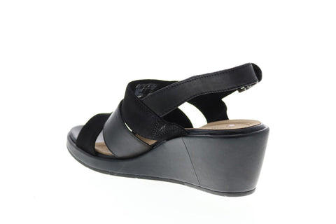 Clarks Un Plaza Go Combi 26148124 Womens Black Wide Wedges Heels Shoes
