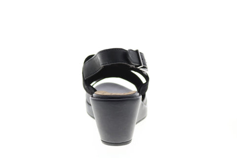 Clarks Un Plaza Go Combi 26148124 Womens Black Leather Wedges Heels Shoes