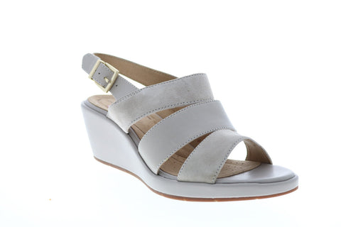 Clarks Un Plaza Go Combi 26148126 Womens Gray Wide Strap Wedges Heels Shoes