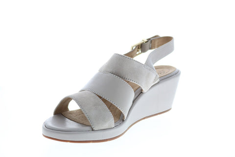 Clarks Un Plaza Go Combi 26148126 Womens Gray Wide Strap Wedges Heels Shoes