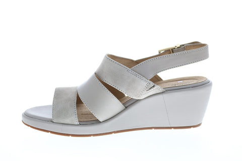 Clarks Un Plaza Go Combi 26148126 Womens Gray Wide Strap Wedges Heels Shoes