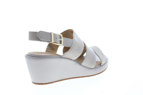 Clarks Un Plaza Go Combi 26148126 Womens Gray Wide Strap Wedges Heels Shoes