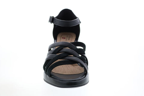 Clarks Un Plaza Vibe Combi 26148127 Womens Black Leather Wedges Heels Shoes