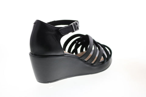Clarks Un Plaza Vibe Combi 26148127 Womens Black Leather Wedges Heels Shoes