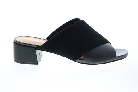 Clarks Sheer 35 Mule 26148423 Womens Black Leather Slip On Mules Heels Shoes