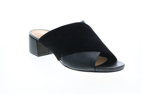 Clarks Sheer 35 Mule 26148423 Womens Black Leather Slip On Mules Heels Shoes