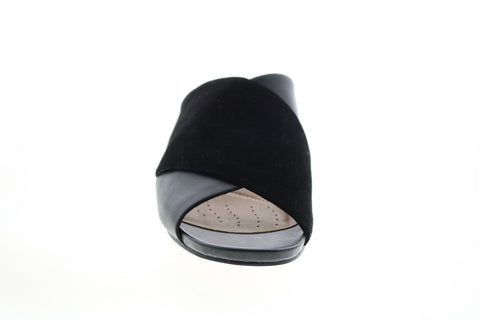 Clarks Sheer 35 Mule 26148423 Womens Black Leather Slip On Mules Heels Shoes