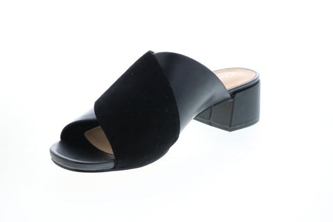 Clarks Sheer 35 Mule 26148423 Womens Black Leather Slip On Mules Heels Shoes