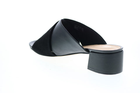 Clarks Sheer 35 Mule 26148423 Womens Black Leather Slip On Mules Heels Shoes