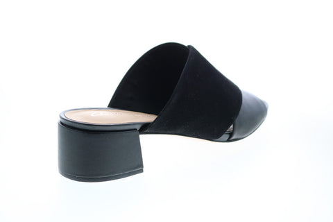 Clarks Sheer 35 Mule 26148423 Womens Black Leather Slip On Mules Heels Shoes